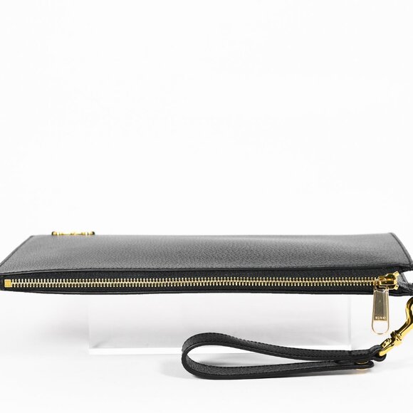 Gucci Black Leather Horsebit Wristlet Clutch with Gold Hardware - Picture 8 of 14